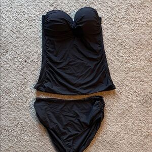 Anne Cole Black Strapless Bikini Set